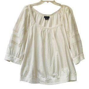 City Chic Blouse Womens 14 White Embroidered Boho Summer Coastal Minimalist